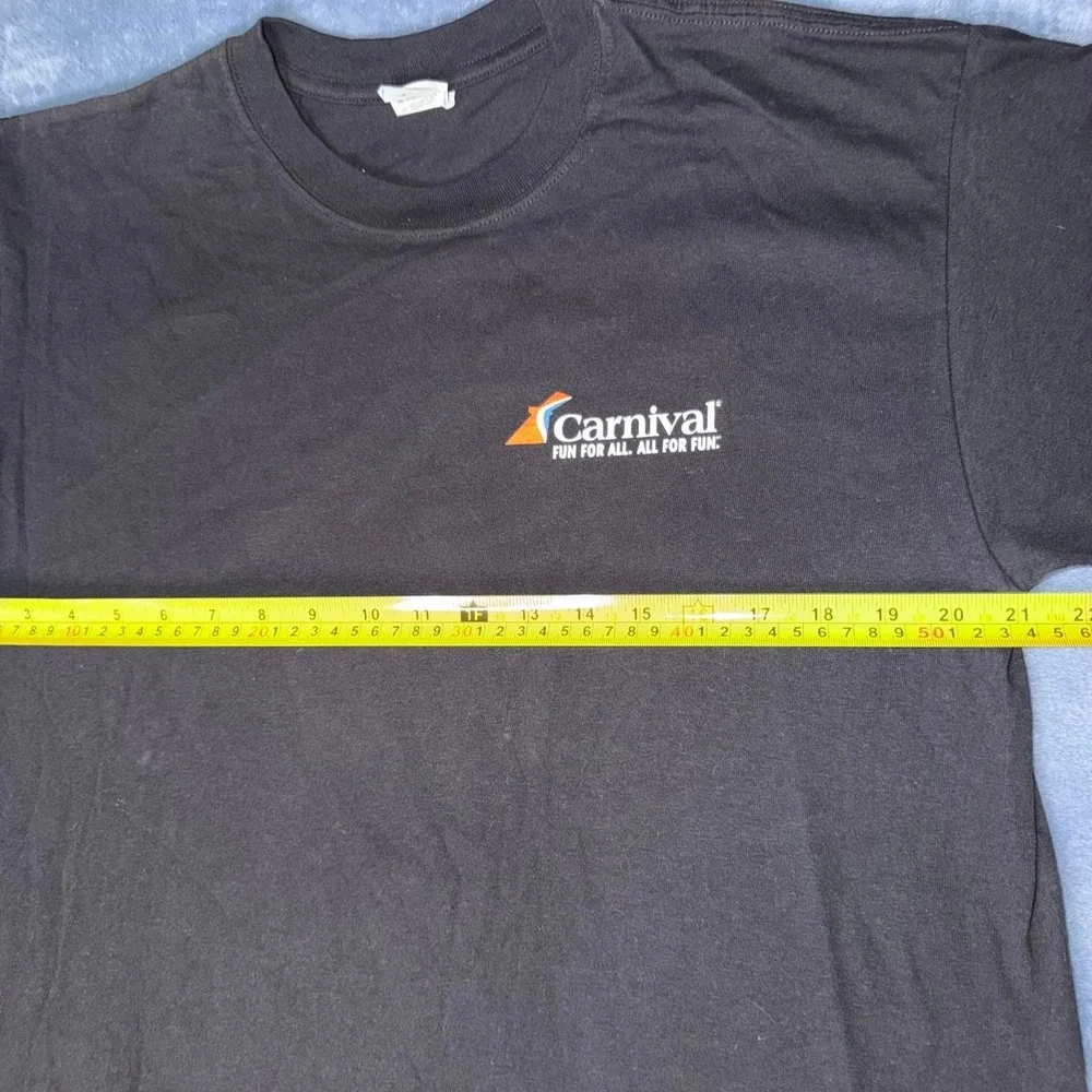 Carnival Cruise Line black cotton t-shirt with white and red logo